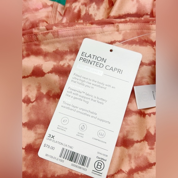 Athleta Elation Printed Capri Tight, Tahiti Island Coral Size 3X NWT - Picture 2 of 9